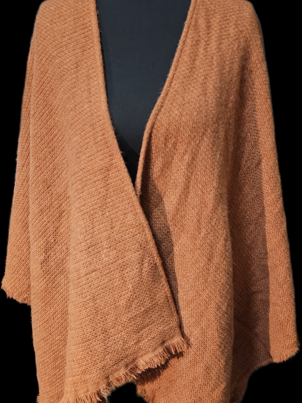 Universal Thread Open-Front Knit Shawl in Burnt Orange